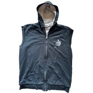 Vintage 90s Muleskins USA Thermal Zip Hooded Vest L Modern Nunya Print